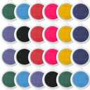 24 Pack Round Craft Ink Pad 7 Inches Rainbow Fingerprint Ink Pad Washable Painting Inks Pads Color Stamps Partner for DIY Wood Fabric, Projects, Rubber Stamps