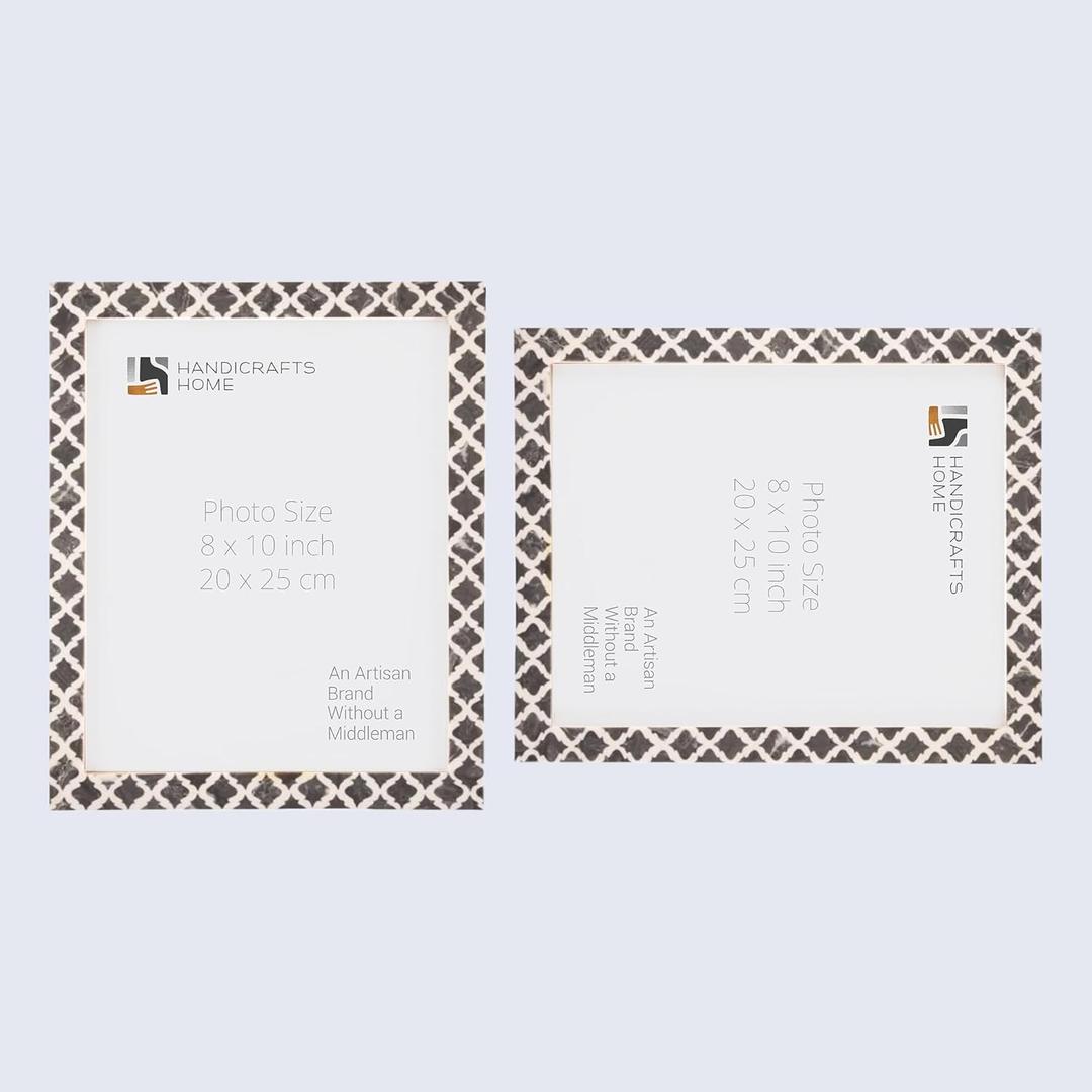 Handicrafts Home 8x10 Picture Frames Pack of 2 Casablanca Fumar Resin Inlay Photo Frame, Decorative Frames for Wall & Desk, Boho Chic & Vintage Inspired Home Decor, Unique Handmade Photo Display