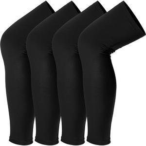 Sports Compression UV Long Leg Sleeves for Running Basketball Football Cycling and Other Sports for Men, Women, Youth (Black,4 Pieces)