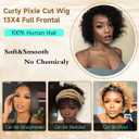 13X4 Short Curly Human Hair Wigs,Pixie Cut Wig Human Hair 6 Inch Wear and Go Glueless Wigs Pre cut Deep Wave Lace Front Wig for Black Women