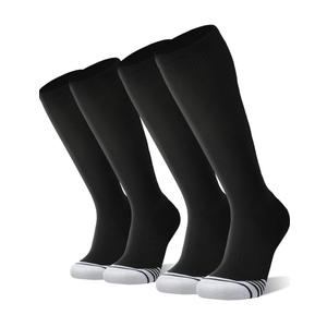FITRELL 2 Pack Baseball Soccer Softball Socks for Kids Youth Men & Women Over-the-Calf Knee High Socks  Black XL