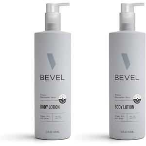 Bevel All Day Body Lotion for Men with Shea Butter and Argan Oil, Lightweight Formula Softens and Smoothes Skin, 16 Oz), (Pack of 2)