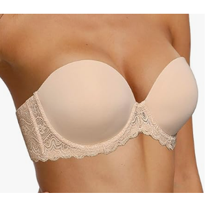 34DD 
Strapless Clear Back Strap Convertible Bra with Lace Padded Underwired Plus Size Brassiere