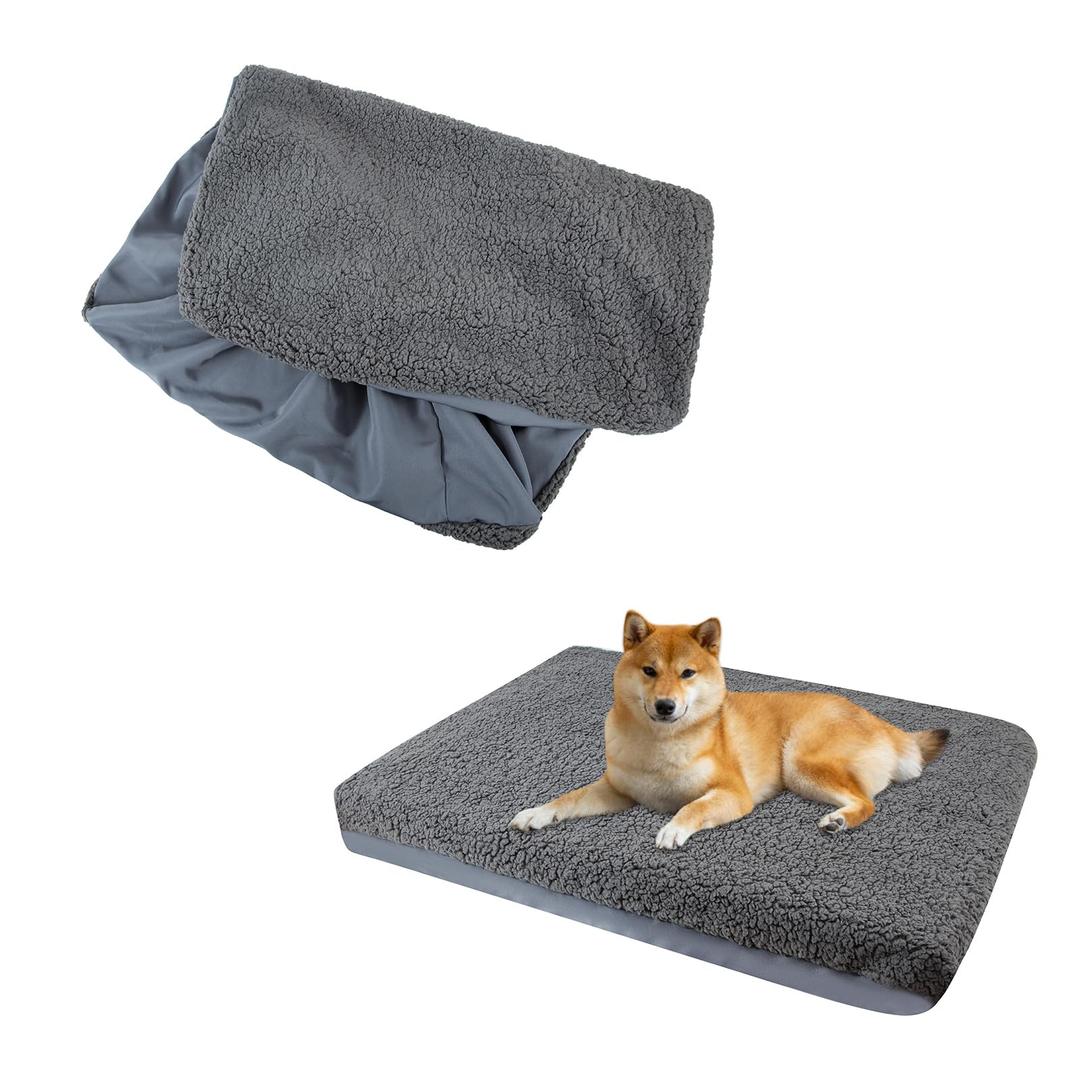 Dog Bed Covers,Waterproof Dog Bed Cover,Soft Plush Replacement Washable Dog Pillow Cover Pet Bed Cover,Removable Pet Dog Crate Pad Replacement Covers,Puppy Bed Cover for Dog Cat,Cover Only 36 x 27 x 6 inch, Grey