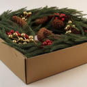 24”Christmas Wreath with Lights for Front Door Norfolk Pine Natural Pine Cones Berry Clusters Winter Outdoor Décor Indoor Wall Decorations