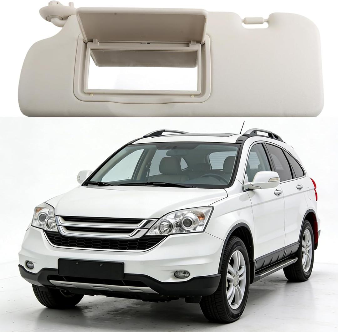83280-T0A-A81ZA Left Driver Side Sun Visor with Vanity Mirror Replacement for Honda CR-V 2012-2014 Sunvisor Assy Grey Replace# 83280T0AA81ZA