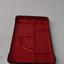 Restaurantware Bento Tek 14 x 9.1 x 2 Inch Compartment Lunch Plates 1 Japanese Style Adult Lunch Plate - With 5 Compartments Reusable Black & Red Plastic Separated Meal Plate For Hot & Cold Food