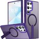 Magnetic Stand for Samsung Galaxy S22 Ultra Case 6.8", Built-in Kickstand [Military Drop Protection] [Compatible with MagSafe] Strong Magnetic Shockproof Protective for S22 Ultra Case (Purple)