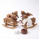 ]Vintage Wooden Rocking Horse Decor of 4 Horse Statue for Tabletop, 5.9 x 6.3 x 7.5 inches