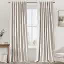 UHITECH Living Room Linen Blackout Curtains for Bedroom Windows Thermal Extra Long Curtain 108 Inches 2 Panels Set Farmhouse Outdoor Black Out Drapes for Patio Pinch Pleated (Ivory)