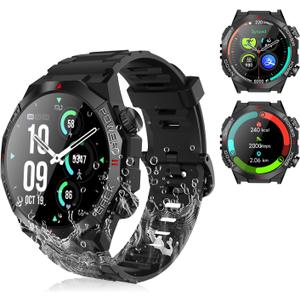 Military Smart Watches for Men (Answer/Can Call) Fitness Tracker Watch Heart Rate/Sleep Monitor 150+ Sports Tactical Mens Smart Watch Waterproof Rugged Smartwatches for Android/iPhone Compatible S10