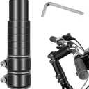 Bike Stem Riser Adjustable Bicycle Handlebar Extender Increases Bar Height Up to 5.3" for Most Bicycle Road Bike, MTB, BMX, Cycling (1-1/8" Black)