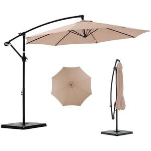 NEWBULIG 10FT Patio Umbrella, Offset Cantilever Outdoor Patio Table Umbrella, UV Protection, Fade Resistant Fabric, Easy Tilt Adjustment for Pool, Deck, Garden, Backyard