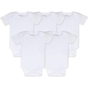Burt's Bees Baby Bodysuits, Short Sleeve and Long Sleeve One-Pieces, 100% Organic Cotton, Pack of 5 Size 6-9 M