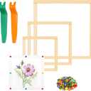 6 Pair Stretcher Bar Set, 3 Size Wooden Needlepoint Stretcher Bars with Thumb Tacks and Tacks Remover, DIY Canvas Splicing Stretcher Frames for Embroidery Crafts Art Accessories