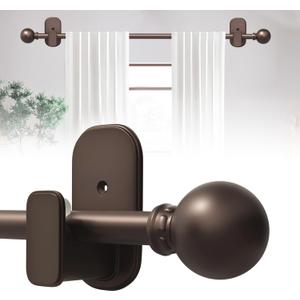 TKZTKZ Curtain Rods No Drilling for Windows 32 to 60 Inch:No Drill Small Bronze Curtain Rod with Adhesive Brackets for Bedroom,5/8" Apartment Renter Friendly Adjustable Drapery Rods Easy Install