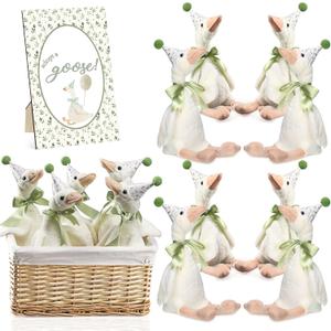 Blueweenly 8 Sets One Silly Goose Birthday Decoration 15.7 Inch Soft Silly Goose Stuffed Animal Hat with Wood Table Decor for Birthday Party Decoration