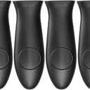 Silicone Hot Handler Holder Reusable Diswasher 6 Pcs Heat Resistant Pot Handle Sleeve Non-Slip Potholder Dishwasher Safe Rubber Grip Handle Cover For Pans, Cast Iron, Griddles, Cookware Handles Black (L6)