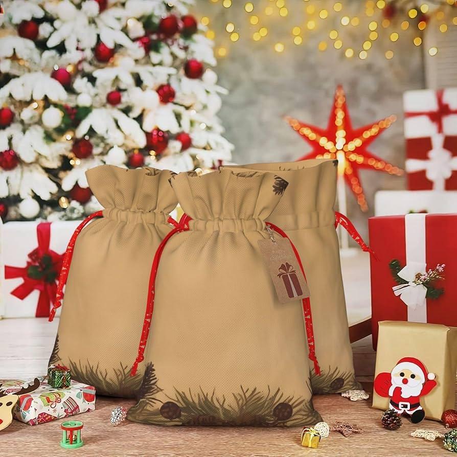 Drawstring Christmas Bags, 20 Pieces