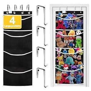 zebricolo, stuffed animal storage, The solution you have been looking for, stuff animal organizer, Holds a lot, toy storage, Way better than the ceiling hammocks, over the door, stuffy storage, Black+White
