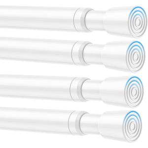 4 Pack Spring Tension Curtain Rod 32.5 to 58 inch Adjustable Curtain Rods No Drilling Spring Loaded Curtain Rods for Windows Doors, White