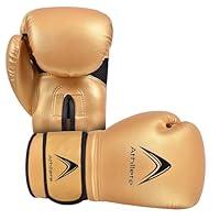 Athllete Durable and Comfortable Boxing Gloves Men and Boxing Gloves Women, Extra Thick Padding for Beginner Boxers and Training Fitness, Ideal for Both Men Boxer and Women Boxer Gold/ Black