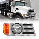 Headlights Assembly fit for Mack CV Replacement Right Passenger Side Headlamp Chrome