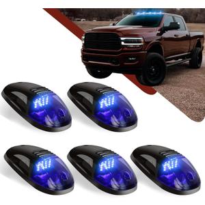 5 Pack Blue Cab Lights,16 LED 12V Top Marker Clearance Light with Smoke Finish for Roof and Running, Compatible with Dodge Ram 1500 2500 3500 4500 5500 2003-2018 Pickup Trucks