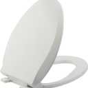 JINGZE Elongated Toilet Seat Slow Close, Quiet Toilet Seat Cover with Never Loosen Durable Toilet Seat Lid Easy to Install & Clean, Polypropylene (PP), White