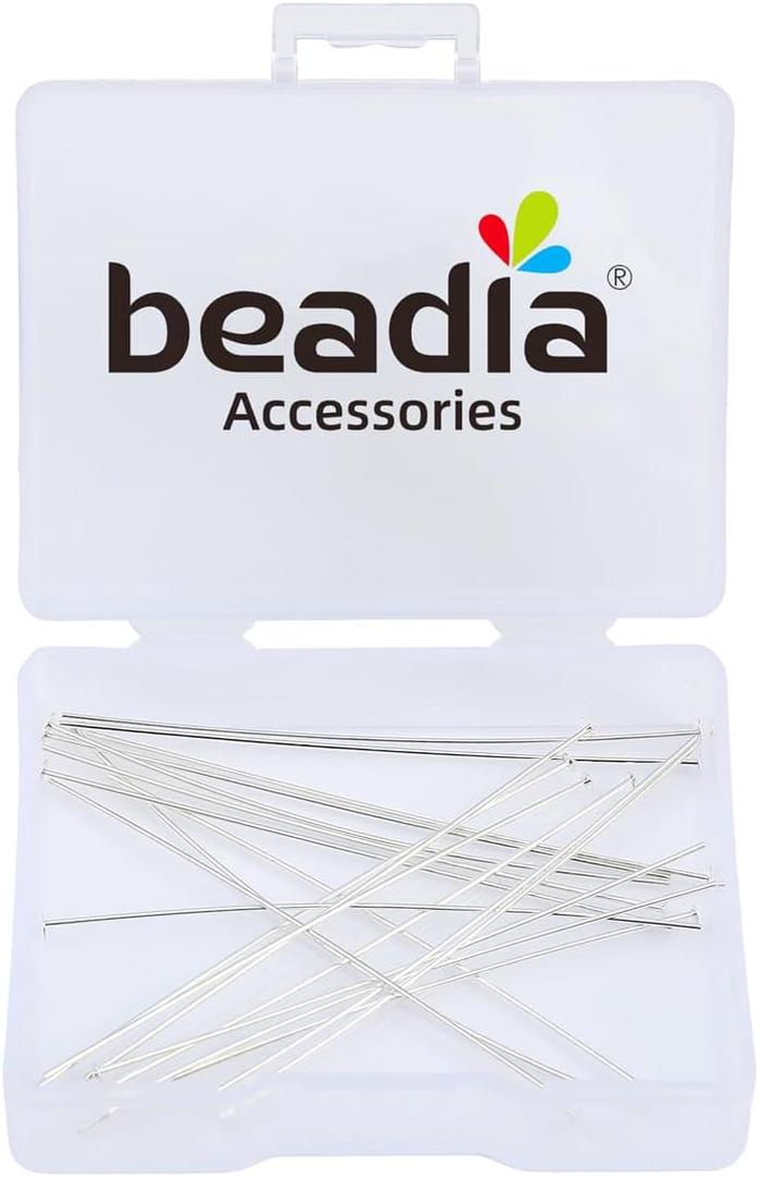 925 Sterling Silver Flat Head Pins 0.5x50mm 20pcs for Jewelry Making Findings