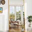 Suidia Full Length Mirror, 58"x18" Floor Standing Mirror Freestanding, Full Body Mirrors with Stand for Bedroom, Hanging Mounted for Living Room Cloakroom, Gold, Rectangular Style