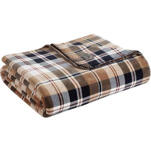 Eddie Bauer - Twin Size Blanket, Ultra-Soft Plush & Reversible Plaid Bedding for Year Round Comfort, Throw Blanket for Couch or Bed (Trailhead Plaid Beige)