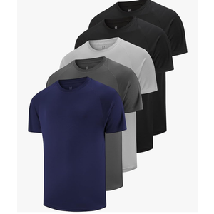 5 Pack Men's Dry Fit T Shirts Athletic Running Gym Workout Short Sleeve Tee Shirts for Men.S