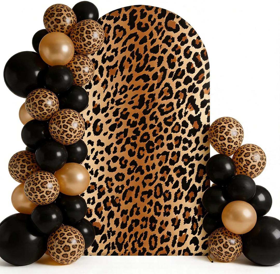 Leopard Arch Backdrop Cover Spandex Wedding Birthday Party Arch Stand Covers Round Top Chiara Arch Backdrop Covers for Indoor Outdoor Decorations (Leopard, 6FT)