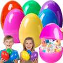 6 Inch Jumbo Easter Eggs - 6 Pack Large Plastic Easter Eggs Fillable for Kids Giant Empty Eggs for Easter Egg Hunt Basket Stuffers Fillers Filling Treats Party Favors Classroom Prizes Supplies (Pure)