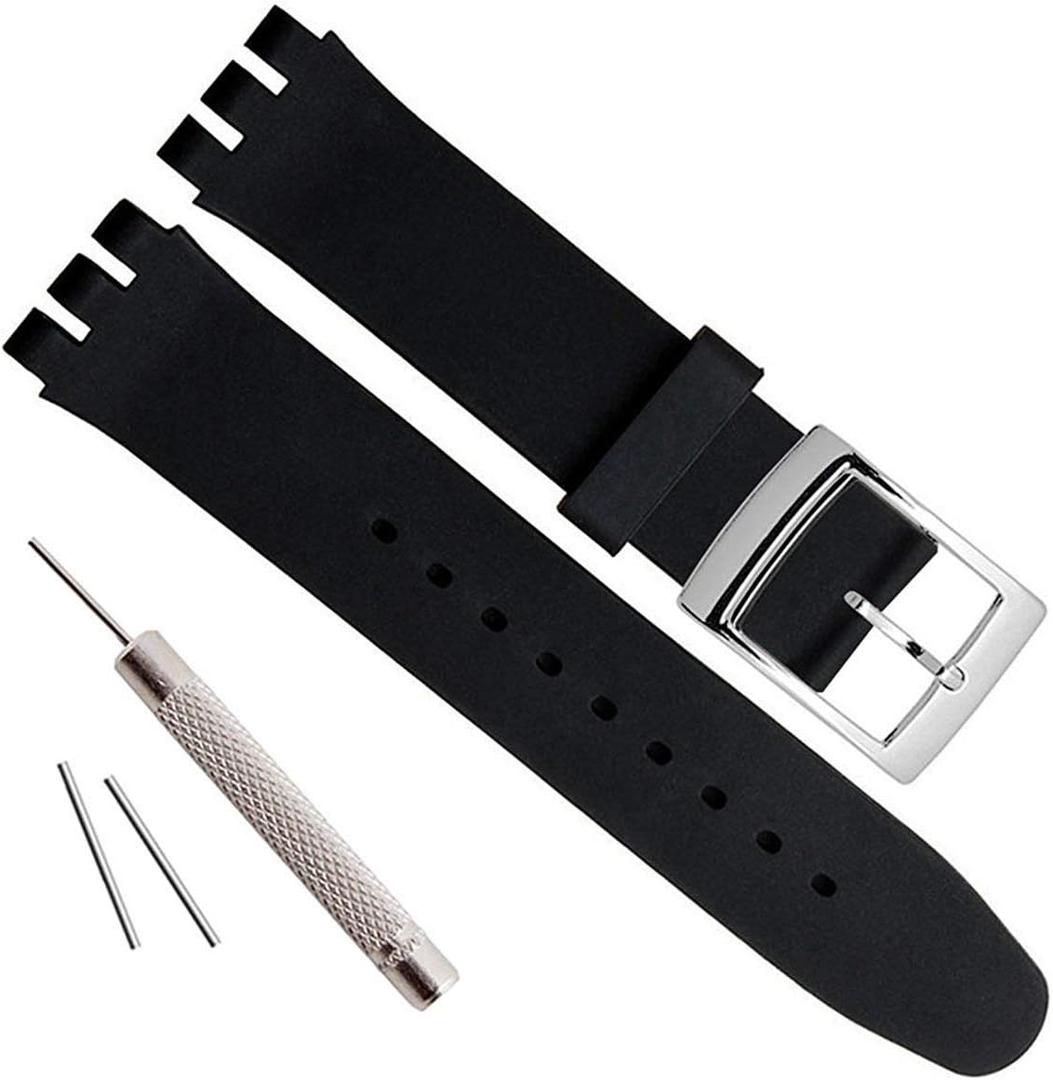green olive Alligator Grain Kuh Leder Edelstahl Schnalle Uhrenarmband (19mm, Black)