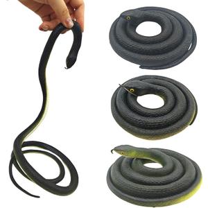3 Pieces Realistic Fake Rubber Snake, Garden Lifelike Snake to Keep Birds Away Scare Squirrels, Prank Fake Snake