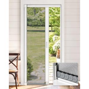 paramondo Retractable Screen Door, White, Size 36" W x 82" H | Durable Aluminium Frames with Fiberglass Mesh Free Stop Sliding Patio Doors for Single Door