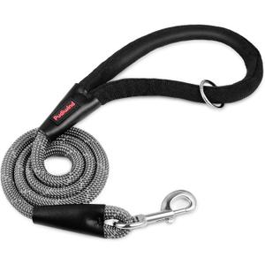 Rope Dog Leash 4 FT, 1/2 Inch Heavy Duty Round Dog Leash with Soft Padded Non-Slip Handle, Reflective Nylon Rope & Strong Metal Clip for Medium Large Giant Dogs,Black