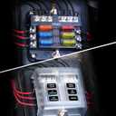 Nilight - 50055F 6 Way Blade Screw Fuse Block 6 Circuits with Negative Bus Fuse Box Holder with LED Indicator ATO/ATC Fuse Panel Waterproof Cover for 12V Automotive Cars Marine Boats RVs Trailers