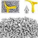 1/4 Inch Track Spikes,130pcs Stainless Steel Pyramid Shoe Spikes with Spike Wrench for Track and Cross Country,Replacement Spikes for Sprint Sports Short Running Shoes (Silver)