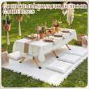 Novabright 10 Pcs Picnic Kit Folding Picnic Table 59'' x 20.5'' Large Outdoor Boho Blanket 91'' x 71'' Beige Table Runner 6 Floor Pillows Cushions Woven Cotton Oversize Washable for Camp Wedding