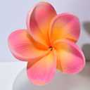 20pcs Pink Orange Color PU Real Touch Lifelike Artificial Hawaiian Plumeria Frangipani Flower Detachable Flower Stems Wedding Home Party Decoration