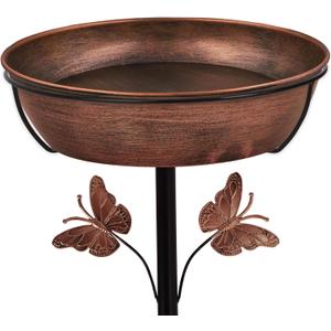 Metal Bird Bath Feeder for Outside  3.14 Deep Birdbaths Bowl with Stable Stake & Upgraded 5-Pronged Base, 13 Dia Freestanding for Garden Yard Lawn Decor, 44 Tall Easy Clean 1.5 Gallon