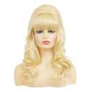 Blonde Long Curly Wig With Bangs Beehive Wig Synthetic Fibre Hair 50s 70s Cosplay Party Womens Halloween Costume Wigs