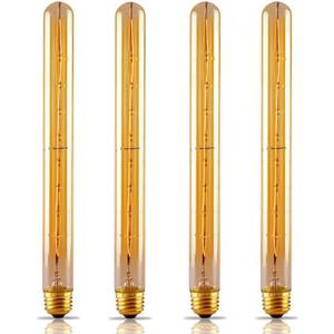 CTKcom T10/T300 40W Amber Vintage Edison Bulb E26 Medium Base2200K-2300K Tubular Bulb Nostalgic Tungsten Filament Antique Bulb Amber Glass for Industrial Wall Sconce Pendant Lighting-(4 Pack)