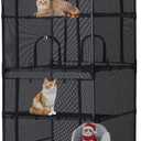 Rockever 4 Tiers Catio Outdoor Cat Enclosure, 61.4" Cat Cage with Window Acess, Indoor Outdoor Cat House for Multiple Cats, Large Cat Patio 6 Doors with Waterproof UV-Resistant Roof
