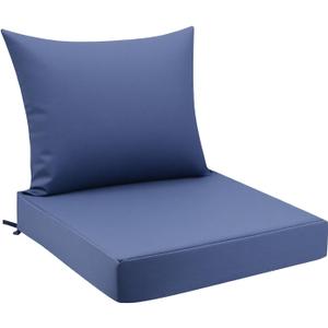 GUHER Outdoor Deep Seat Cushion Set 24 x 24 Inch Waterproof & Fade-Resistant Patio Furniture Cushions with Removable Cover for Outdoor Chair Sofa,Navy