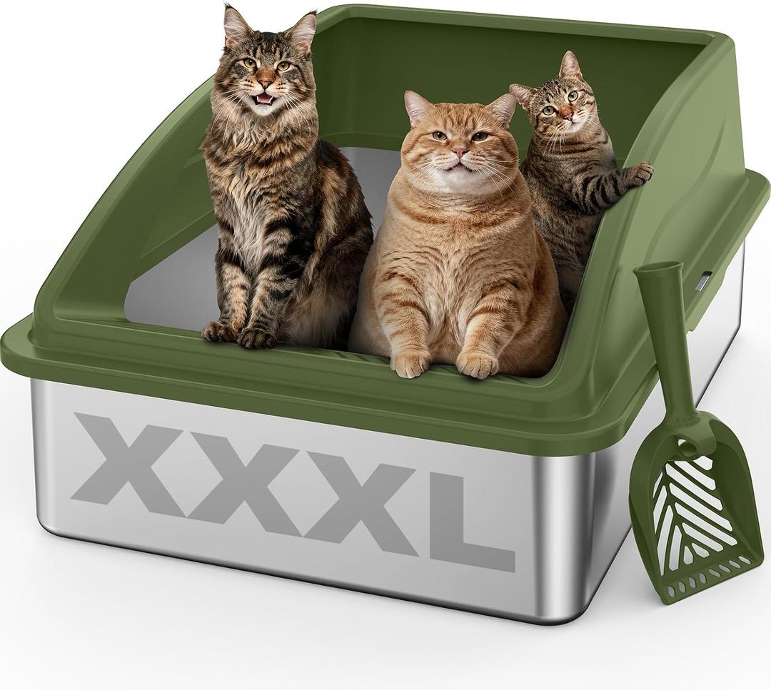 AIPERRO Stainless Steel Litter Box Extra Large for Big Cats and Multi-Cats