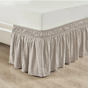 Lush Decor Ruched Ruffle Elastic Easy Wrap Around Bedskirt, Twin/Twin-XL/Full, Neutral